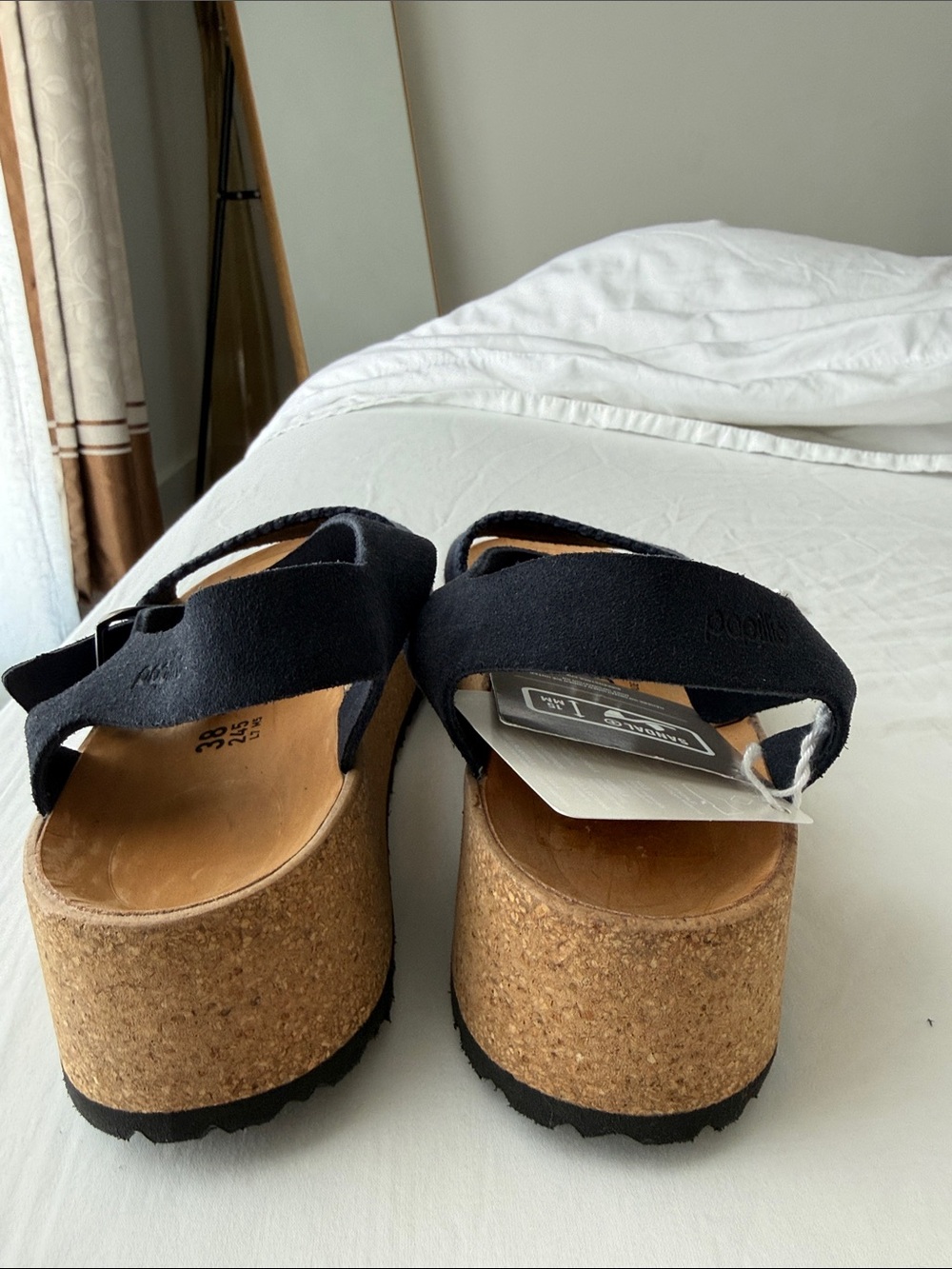 Birkenstock Navy Blue Cork-Wedge Sandals - Picture 5 of 7